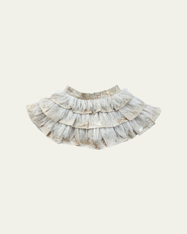 Girl's Charlie Ruffle-Print Skirt, Size 12M-12
